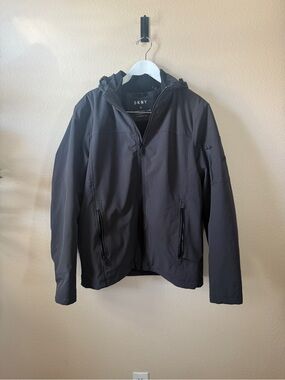 DKNY Men's Black Hooded Windbreaker Jacket